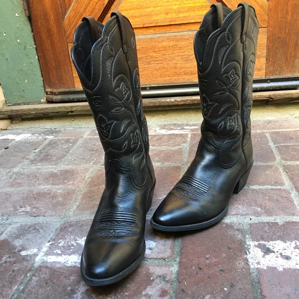 ARIAT Heritage Women’s 9 B Black Leather Pull On Cowgirl Western Boots